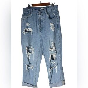 Pacsun Straight Leg Jeans‎ Size 28 High Rise Button Fly Distressed Light Wash